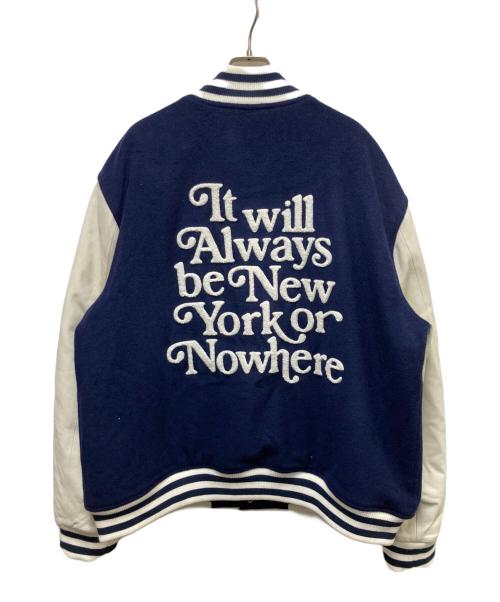 New Era（ニューエラ）New Era (ニューエラ) New York or Nowhere (ニューヨークオアノーウェア) Yankees Motto Varsity Jacket ネイビー×ホワイト サイズ:SIZE XLの古着・服飾アイテム