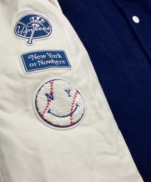 New Era（ニューエラ）New Era (ニューエラ) New York or Nowhere (ニューヨークオアノーウェア) Yankees Motto Varsity Jacket ネイビー×ホワイト サイズ:SIZE XLの古着・服飾アイテム