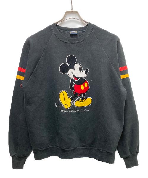 DISNEY（ディズニー）DISNEY (ディズニー) 80s ミッキー刺繍スウェット ブラック サイズ:XLの古着・服飾アイテム