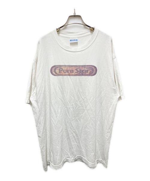 PORN STAR（ポルノスター）porn star (ポルノスター) 90s ロゴプリントTシャツ ホワイト サイズ:XLの古着・服飾アイテム
