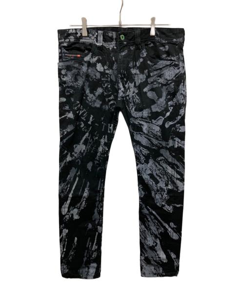 DIESEL（ディーゼル）DIESEL (ディーゼル) ペイント加工ストレートデニムパンツ ブラック サイズ:	SIZE 30の古着・服飾アイテム