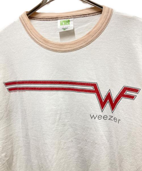CINDER BLOCK（シンダーブロック）CINDER BLOCK (シンダーブロック) WEEZER 90sバンドプリントリンガーTシャツ ホワイト サイズ:Lの古着・服飾アイテム