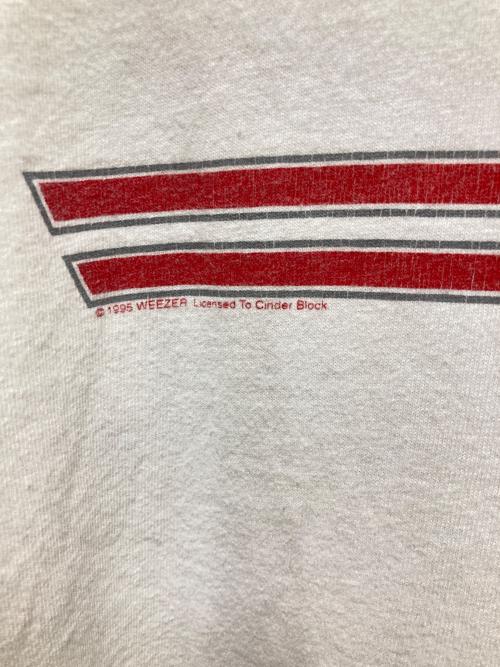 CINDER BLOCK（シンダーブロック）CINDER BLOCK (シンダーブロック) WEEZER 90sバンドプリントリンガーTシャツ ホワイト サイズ:Lの古着・服飾アイテム