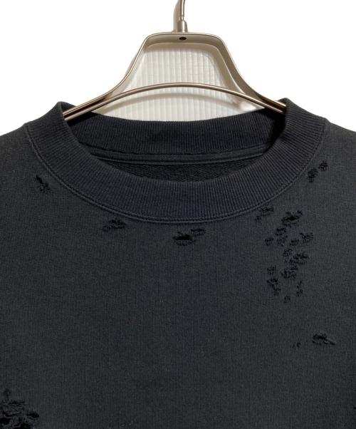DELUXE（デラックス）Deluxe (デラックス) USED加工クルーネックスウェット ブラック サイズ:Lの古着・服飾アイテム