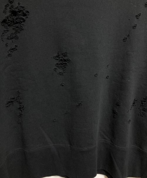 DELUXE（デラックス）Deluxe (デラックス) USED加工クルーネックスウェット ブラック サイズ:Lの古着・服飾アイテム