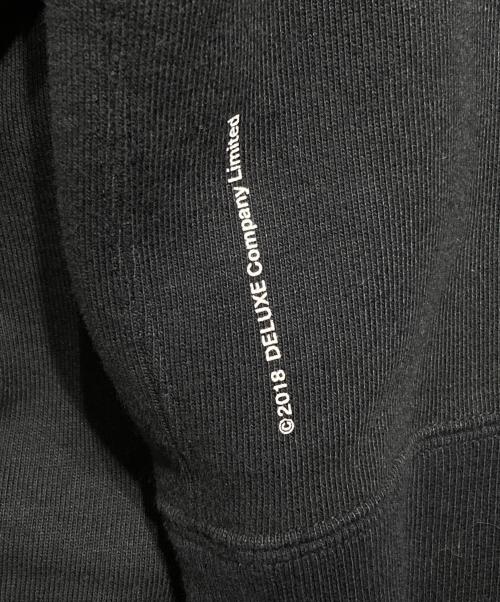DELUXE（デラックス）Deluxe (デラックス) USED加工クルーネックスウェット ブラック サイズ:Lの古着・服飾アイテム