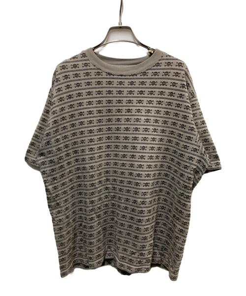stussy（ステューシー）stussy (ステューシー) 90-00s スカル ジャガードボーダーTシャツ ベージュ サイズ:Lの古着・服飾アイテム