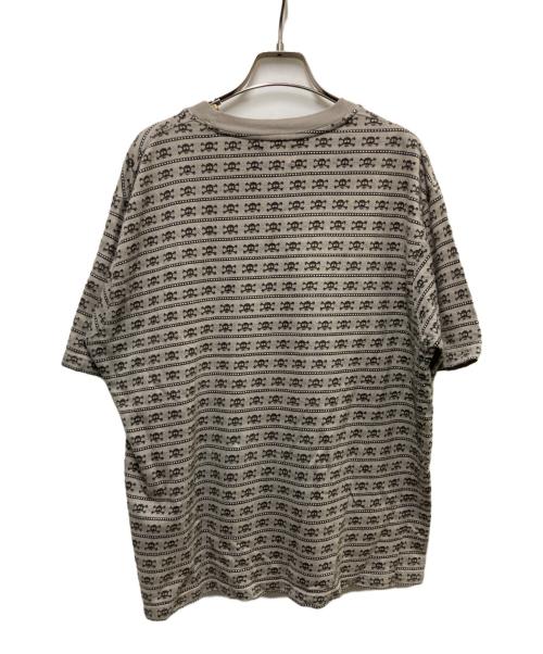 stussy（ステューシー）stussy (ステューシー) 90-00s スカル ジャガードボーダーTシャツ ベージュ サイズ:Lの古着・服飾アイテム