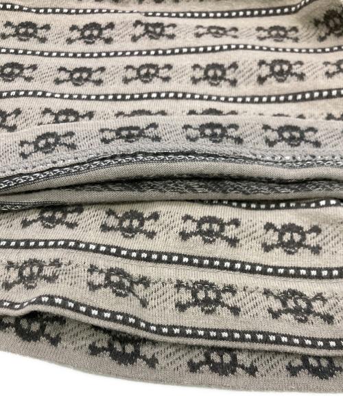 stussy（ステューシー）stussy (ステューシー) 90-00s スカル ジャガードボーダーTシャツ ベージュ サイズ:Lの古着・服飾アイテム