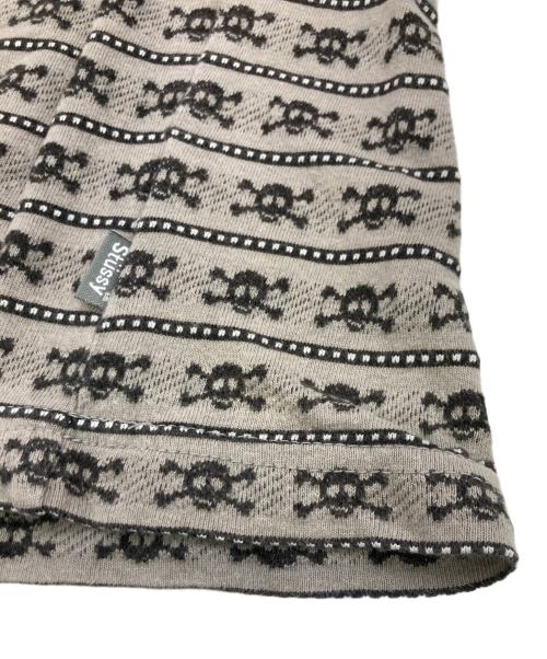 stussy（ステューシー）stussy (ステューシー) 90-00s スカル ジャガードボーダーTシャツ ベージュ サイズ:Lの古着・服飾アイテム