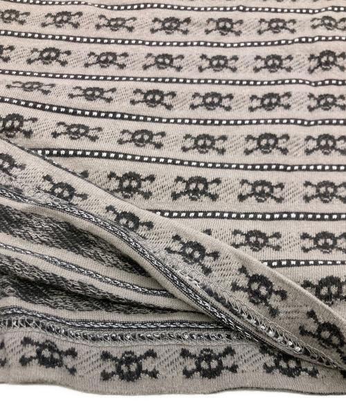 stussy（ステューシー）stussy (ステューシー) 90-00s スカル ジャガードボーダーTシャツ ベージュ サイズ:Lの古着・服飾アイテム