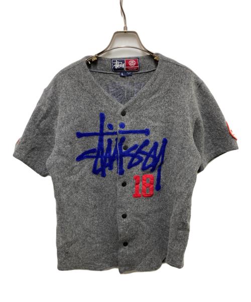 stussy（ステューシー）stussy (ステューシー) 90s 18周年ウール ベースボールシャツ グレー サイズ:Lの古着・服飾アイテム
