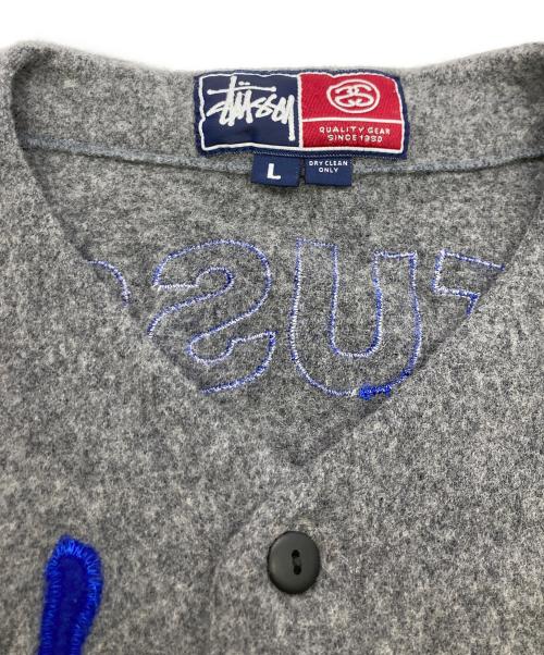 stussy（ステューシー）stussy (ステューシー) 90s 18周年ウール ベースボールシャツ グレー サイズ:Lの古着・服飾アイテム