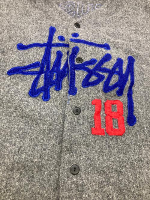 stussy（ステューシー）stussy (ステューシー) 90s 18周年ウール ベースボールシャツ グレー サイズ:Lの古着・服飾アイテム