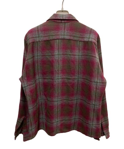 VAN HEUSEN（ヴァンヒューセン/バンヒューゼン）VAN HEUSEN (ヴァンヒューセン/バンヒューゼン) 60s ウールアクリルオープンカラーシャツ レッド×グレー サイズ:SIZE 15-15 1/2の古着・服飾アイテム