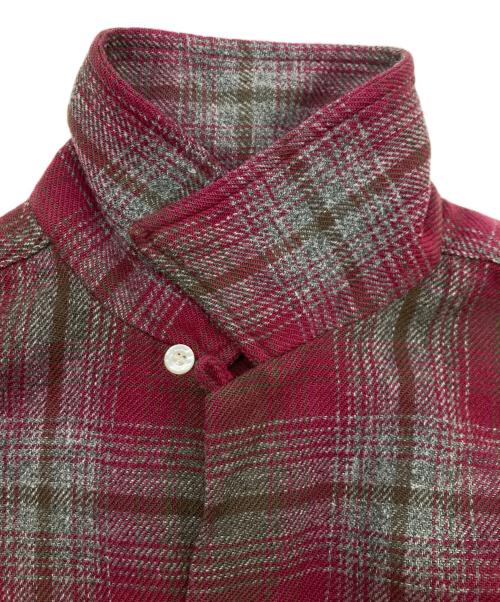 VAN HEUSEN（ヴァンヒューセン/バンヒューゼン）VAN HEUSEN (ヴァンヒューセン/バンヒューゼン) 60s ウールアクリルオープンカラーシャツ レッド×グレー サイズ:SIZE 15-15 1/2の古着・服飾アイテム