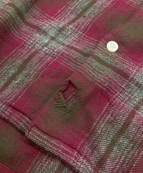 VAN HEUSEN（ヴァンヒューセン/バンヒューゼン）VAN HEUSEN (ヴァンヒューセン/バンヒューゼン) 60s ウールアクリルオープンカラーシャツ レッド×グレー サイズ:SIZE 15-15 1/2の古着・服飾アイテム