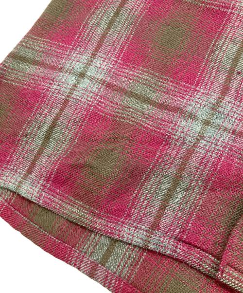 VAN HEUSEN（ヴァンヒューセン/バンヒューゼン）VAN HEUSEN (ヴァンヒューセン/バンヒューゼン) 60s ウールアクリルオープンカラーシャツ レッド×グレー サイズ:SIZE 15-15 1/2の古着・服飾アイテム