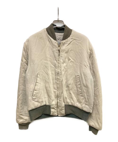 USED（USED）USED (USED) ギャバジンボンバージャケット カーキ×ベージュ サイズ:不明の古着・服飾アイテム