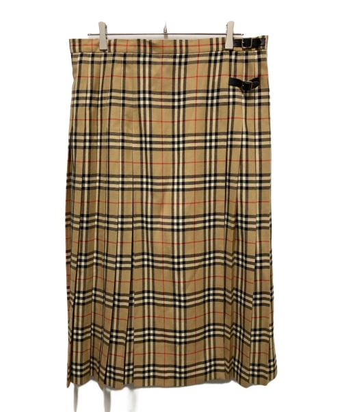 Burberry's（バーバリーズ）Burberry's (バーバリーズ) ノバチェックラップスカート ブラウン サイズ:19の古着・服飾アイテム