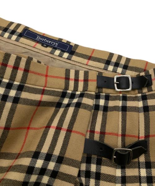 Burberry's（バーバリーズ）Burberry's (バーバリーズ) ノバチェックラップスカート ブラウン サイズ:19の古着・服飾アイテム