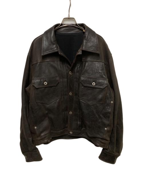 coor（クアー）coor (クアー) LAMBSKIN POCKET TRUCKET JACKET ブラウン サイズ:Lの古着・服飾アイテム