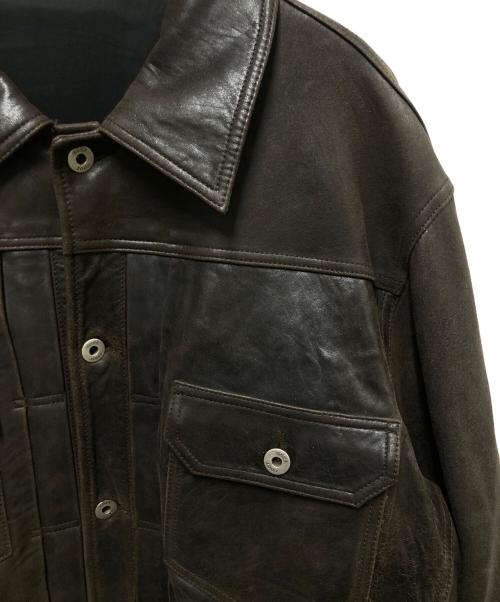 coor（クアー）coor (クアー) LAMBSKIN POCKET TRUCKET JACKET ブラウン サイズ:Lの古着・服飾アイテム