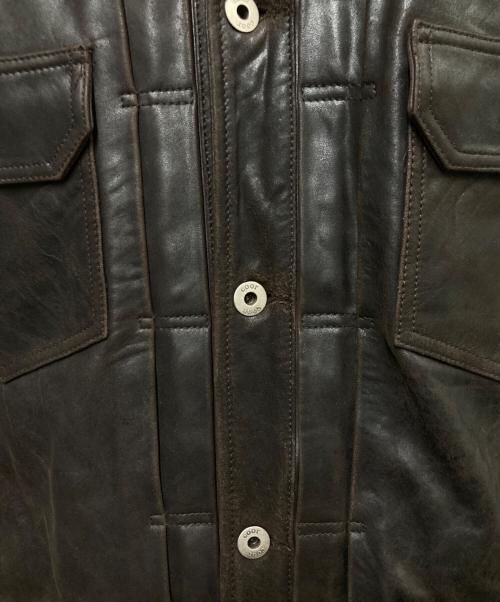 coor（クアー）coor (クアー) LAMBSKIN POCKET TRUCKET JACKET ブラウン サイズ:Lの古着・服飾アイテム