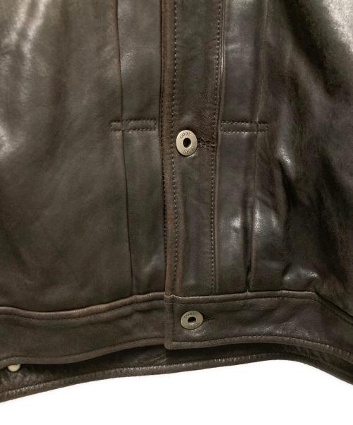 coor（クアー）coor (クアー) LAMBSKIN POCKET TRUCKET JACKET ブラウン サイズ:Lの古着・服飾アイテム