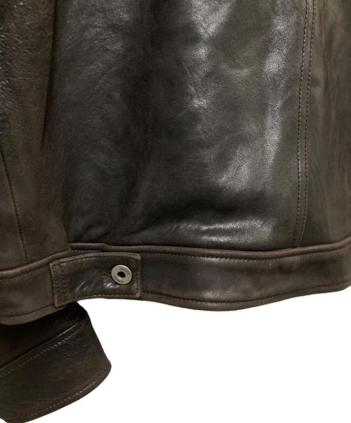 coor（クアー）coor (クアー) LAMBSKIN POCKET TRUCKET JACKET ブラウン サイズ:Lの古着・服飾アイテム