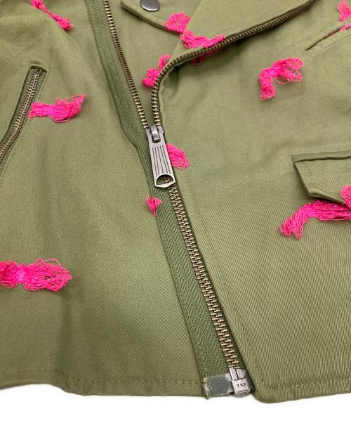 Mikio Sakabe（ミキオサカベ）Mikio Sakabe (ミキオサカベ) バタフライライダースジャケット オリーブ サイズ:Mの古着・服飾アイテム