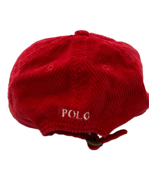 POLO RALPH LAUREN（ポロ・ラルフローレン）POLO RALPH LAUREN (ポロ・ラルフローレン) ポロベアーコーディロイキャップ レッド 未使用品の古着・服飾アイテム