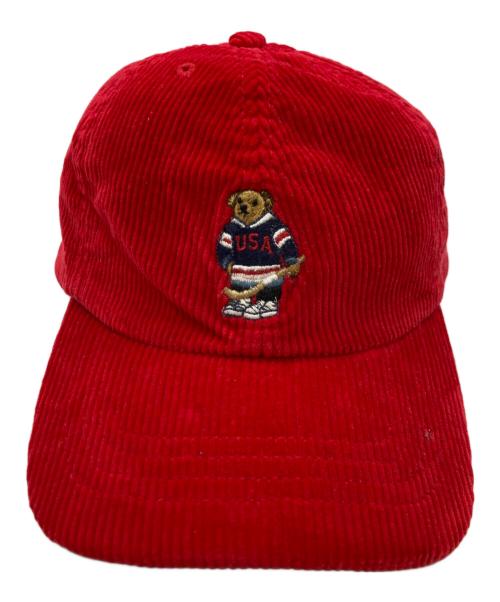 POLO RALPH LAUREN（ポロ・ラルフローレン）POLO RALPH LAUREN (ポロ・ラルフローレン) ポロベアーコーディロイキャップ レッド 未使用品の古着・服飾アイテム