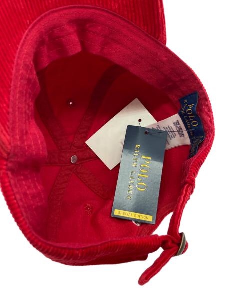 POLO RALPH LAUREN（ポロ・ラルフローレン）POLO RALPH LAUREN (ポロ・ラルフローレン) ポロベアーコーディロイキャップ レッド 未使用品の古着・服飾アイテム