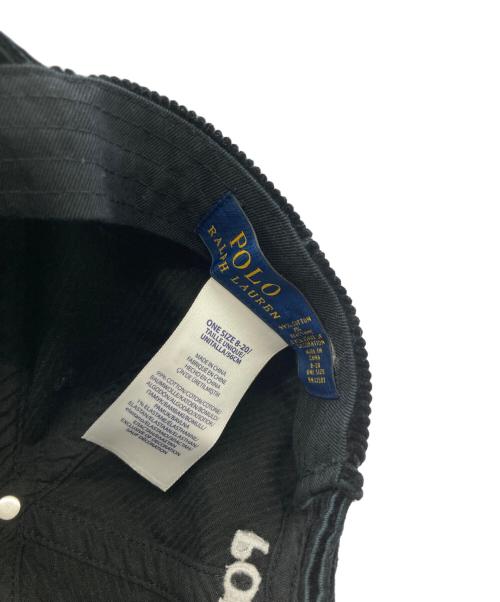 POLO RALPH LAUREN（ポロ・ラルフローレン）POLO RALPH LAUREN (ポロ・ラルフローレン) ポロベアーコーディロイキャップ ブラック サイズ:Fの古着・服飾アイテム