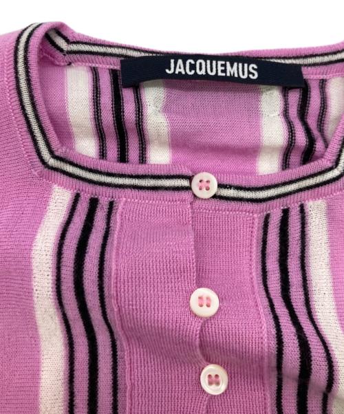 jacquemus（ジャックムス）jacquemus (ジャックムス) LE CARDIGAN SPIAGGIA ストライプカーディガン ピンク サイズ:36の古着・服飾アイテム