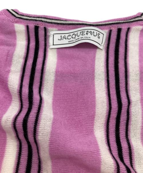 jacquemus（ジャックムス）jacquemus (ジャックムス) LE CARDIGAN SPIAGGIA ストライプカーディガン ピンク サイズ:36の古着・服飾アイテム