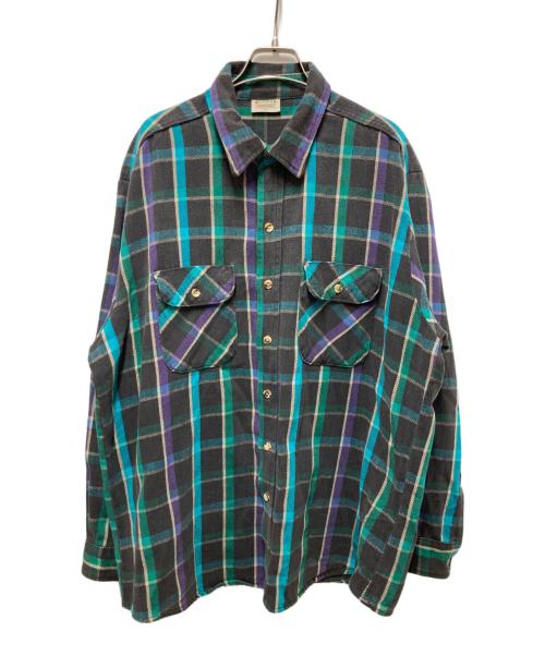 FIVE BROTHER（ファイブブラザー）FIVE BROTHER (ファイブブラザー) ヘビーフランネルシャツ グリーン×パープル サイズ:XLの古着・服飾アイテム