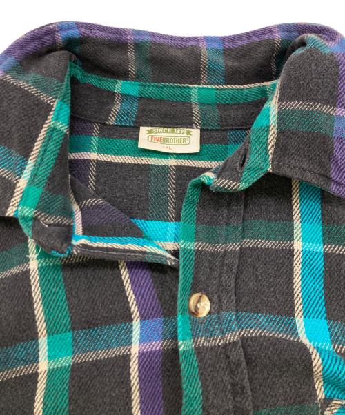FIVE BROTHER（ファイブブラザー）FIVE BROTHER (ファイブブラザー) ヘビーフランネルシャツ グリーン×パープル サイズ:XLの古着・服飾アイテム