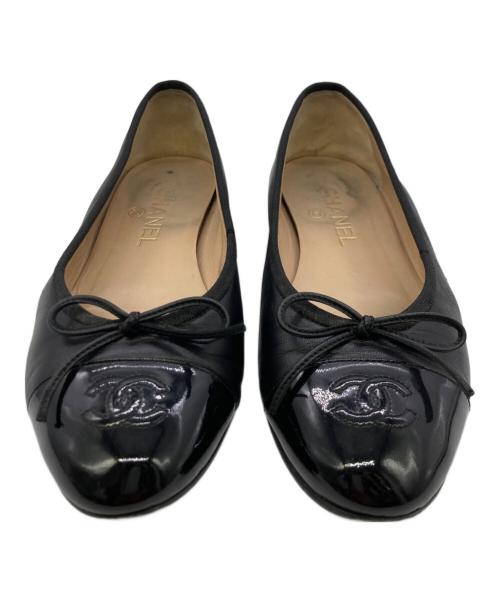 CHANEL（シャネル）CHANEL (シャネル) バレリーナ ココマークリボンパンプス ブラック サイズ:	SIZE 38 1/2の古着・服飾アイテム
