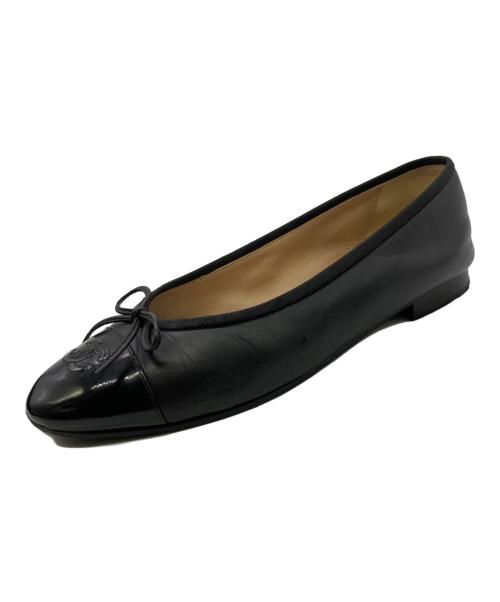 CHANEL（シャネル）CHANEL (シャネル) バレリーナ ココマークリボンパンプス ブラック サイズ:	SIZE 38 1/2の古着・服飾アイテム