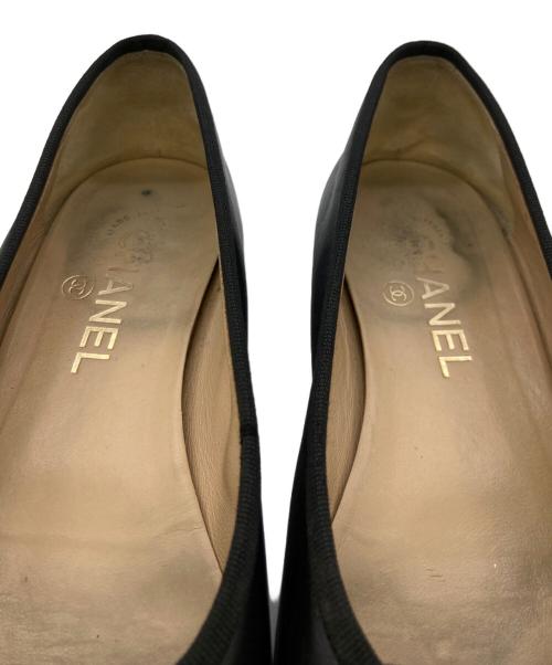 CHANEL（シャネル）CHANEL (シャネル) バレリーナ ココマークリボンパンプス ブラック サイズ:	SIZE 38 1/2の古着・服飾アイテム