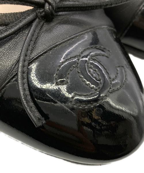 CHANEL（シャネル）CHANEL (シャネル) バレリーナ ココマークリボンパンプス ブラック サイズ:	SIZE 38 1/2の古着・服飾アイテム