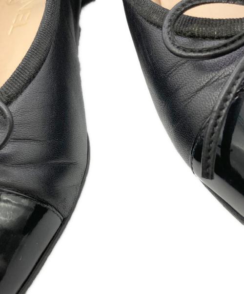 CHANEL（シャネル）CHANEL (シャネル) バレリーナ ココマークリボンパンプス ブラック サイズ:	SIZE 38 1/2の古着・服飾アイテム