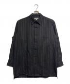 Yohji Yamamoto pour hommeヨウジヤマモト プールオム）の古着「ストライプコットンシャツ/Striped cotton shirt」｜ブラック