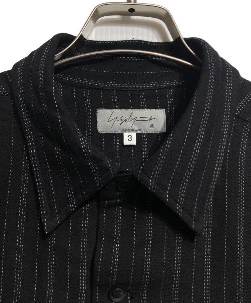 Yohji Yamamoto pour homme（ヨウジヤマモト プールオム）Yohji Yamamoto pour homme (ヨウジヤマモト プールオム) ストライプコットンシャツ/Striped cotton shirt ブラック サイズ:3の古着・服飾アイテム