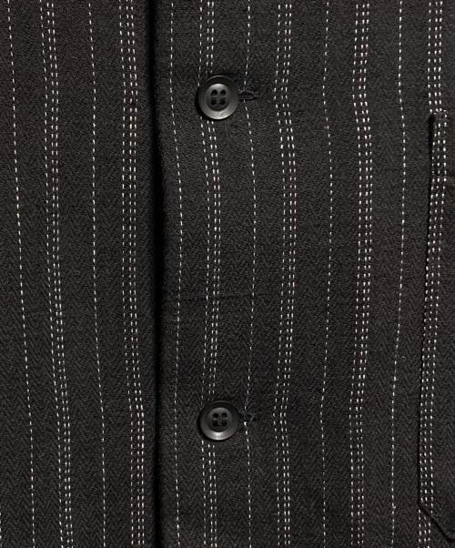 Yohji Yamamoto pour homme（ヨウジヤマモト プールオム）Yohji Yamamoto pour homme (ヨウジヤマモト プールオム) ストライプコットンシャツ/Striped cotton shirt ブラック サイズ:3の古着・服飾アイテム