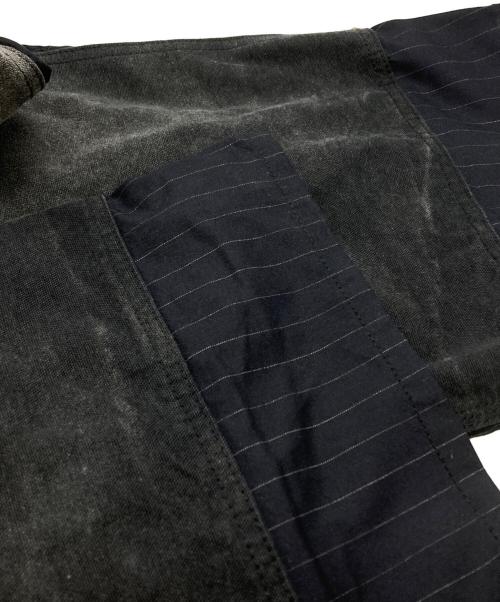 KHOKI（コッキ）KHOKI (コッキ) ダブルニーストライプオーバーオール/Double-Knee Stripe Overalls ブラック サイズ:4の古着・服飾アイテム