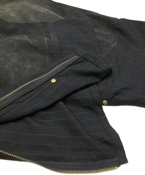 KHOKI（コッキ）KHOKI (コッキ) ダブルニーストライプオーバーオール/Double-Knee Stripe Overalls ブラック サイズ:4の古着・服飾アイテム