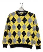 MAISON et VOYAGEメゾンエボヤージュ）の古着「カシミヤ アーガイル クルーネックプルオーバー/Cashmere Argyle Crew Neck Pullover」｜ブラック×イエロー